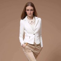 I'HAPPY海贝 高腰修身纯色短款小西装 E4R01A194344白色