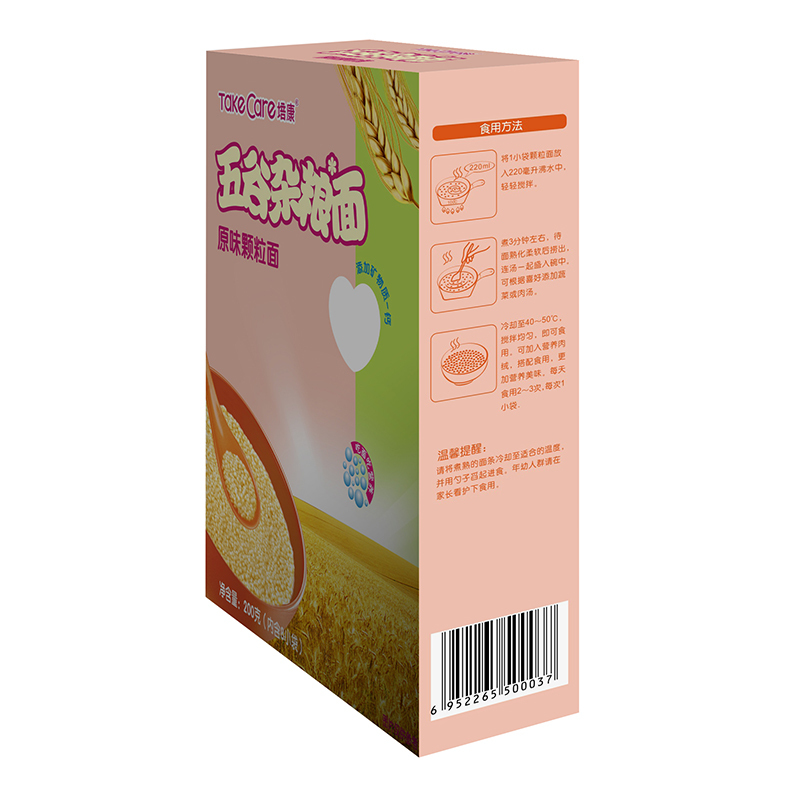 [苏宁自营]培康(TakeCare) 宝宝辅食 五谷杂粮原味颗粒营养面条200g