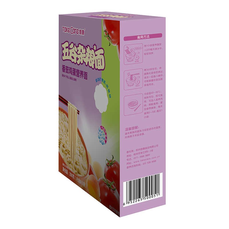 [苏宁自营]培康(TakeCare) 宝宝辅食 五谷杂粮番茄鸡蛋营养面条200g (适合6个月以上)