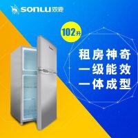 双鹿(SONLU)102升两门MINI小冰箱 家用、租房 节能不占地BCD-102C(银色)