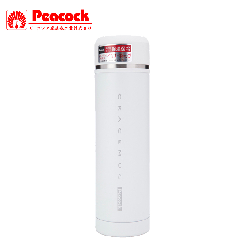 日本孔雀(Peacock)商务水杯不锈钢真空保温杯AMC-35(W)送礼必备水壶茶杯白色350毫升