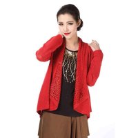 斯尔丽电脑镂空开衫大红2C625