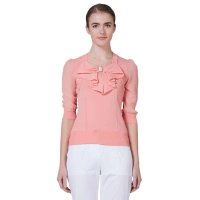 斯尔丽针梭相拼上衣粉色1A635