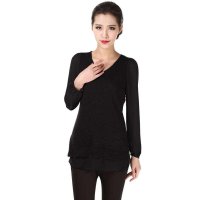 斯尔丽针梭相拼长上衣黑色2C639