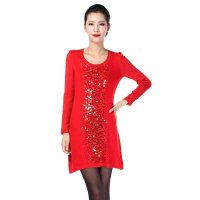 斯尔丽针织连衣裙正红2D610