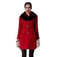 斯尔丽 SIERLI冬装毛领收腰羊毛大衣毛呢外套2D969