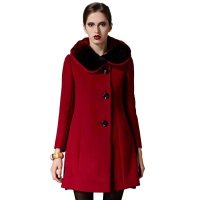 斯尔丽 SIERLI 女冬驳领裙摆双排扣短大衣4H964