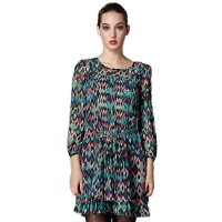 斯尔丽连衣裙米底绿花3C853