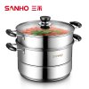 三禾30cm蒸锅不锈钢三层双层二层蒸笼锅汤锅两用蒸屉加厚电磁炉锅GZ30B1-2