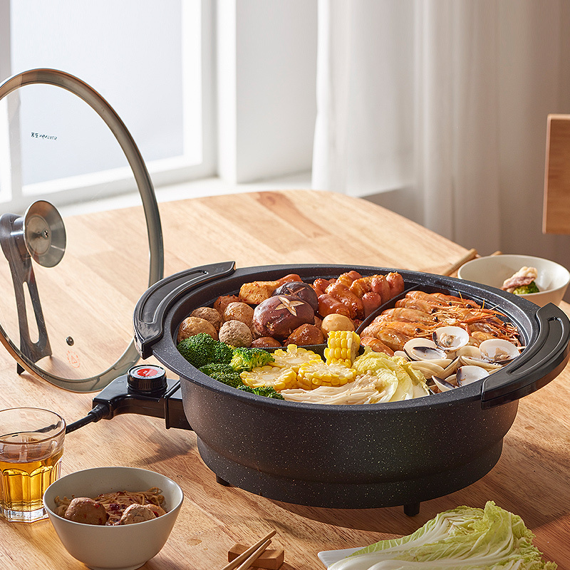 金正(NINTAUS)JZH-603A 多功能电火锅6L 麦饭石电煮锅 鸳鸯锅 电炒锅