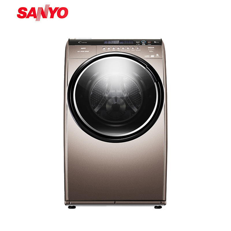 三洋sanyodgl8033bacx8公斤滚筒洗衣机dd直驱变频空气洗摩卡金