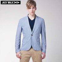 JACKWALK E0122002浅蓝 休闲西服全棉小格单层修身版西服
