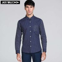 JACKWALK K0001001藏青 平纹大中小圆点拼接衬衫