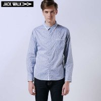 JACKWALK K0141033本白钴蓝 火腿纹印花精纺衬衫