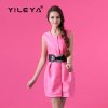 YILEYA2015收腰百搭暗扣工字褶无袖连衣裙D0309