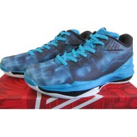 李宁篮球鞋 男鞋2015夏季新款CBA空袭球减震耐磨运动鞋ABAJ027-5怒海黑/亮光蓝