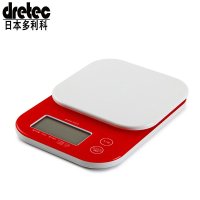 日本多利科(dretec)厨房秤 电子秤 家用精准珠宝秤 烘焙秤料理电子秤KS-243RD 红色