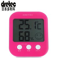 日本多利科(dretec)电子温湿度计 高精度温度计湿度计 室内婴儿家用温度计 O-230PK 红色