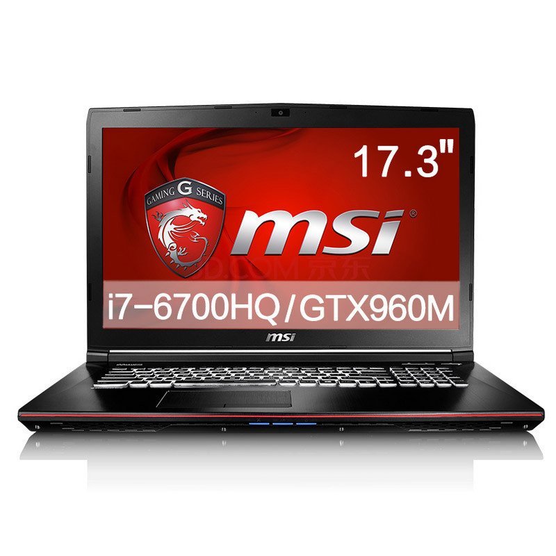 微星(msi)GE72 6QD-001XCN 17.3英寸游戏笔记本(i7-6700HQ 8GB 2G独显 黑)