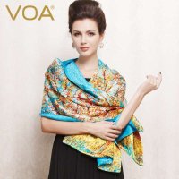 VOA 品牌真丝丝巾女超大款 桑蚕丝围巾 印花丝绸披肩P912