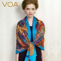 VOA 印花真丝围巾女 桑蚕丝长披肩 百搭喷绘丝绸薄丝巾P903
