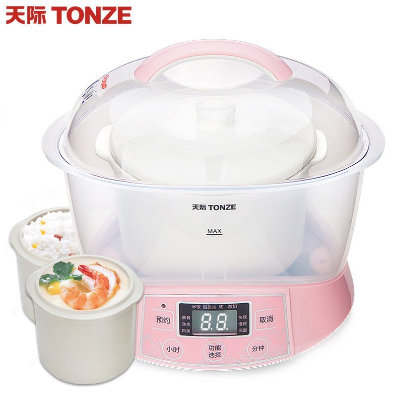 天际(TONZE)电炖锅GSD-B22W隔水炖电炖盅白瓷煲汤锅预约一锅三胆