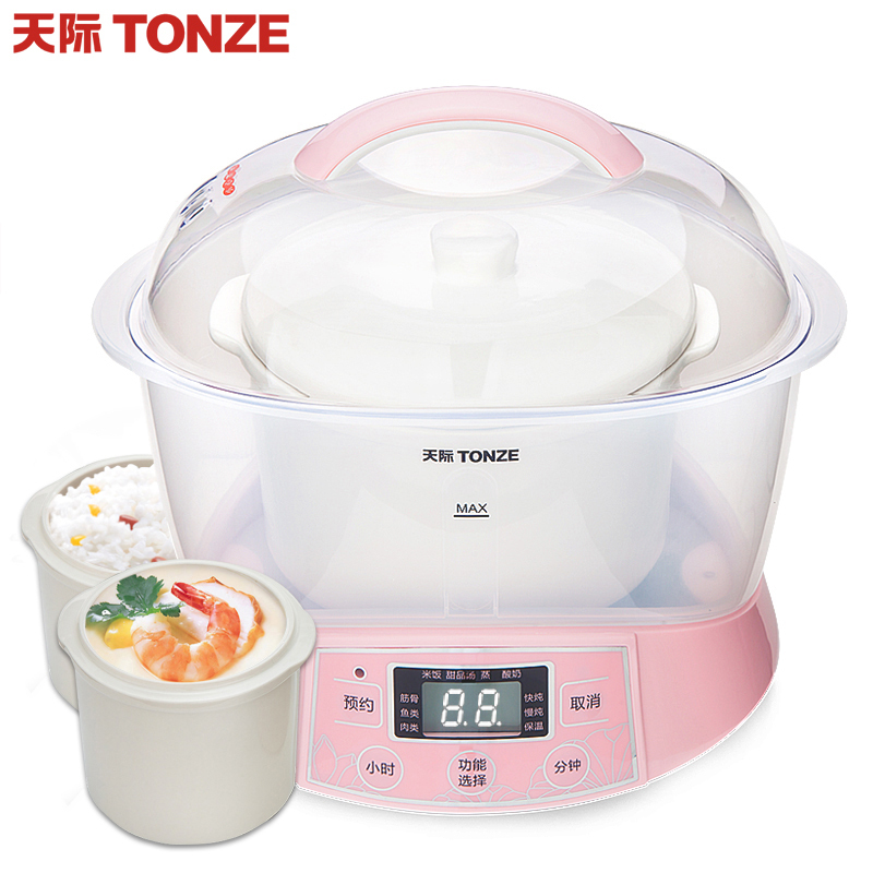 天际(TONZE)电炖锅GSD-B22W隔水炖电炖盅白瓷煲汤锅预约一锅三胆