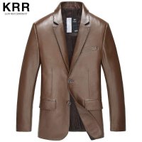 KRR B023海宁真皮皮衣西装领翻领夹克外套
