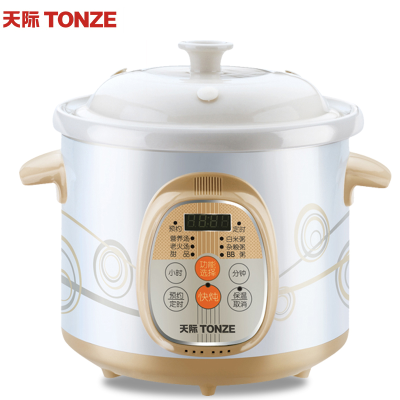 天际(TONZE)电炖锅 DGD40-40AWD 4L/升 家用 白陶瓷内胆 预约定时 全自动 煲汤煮粥锅 电炖砂锅