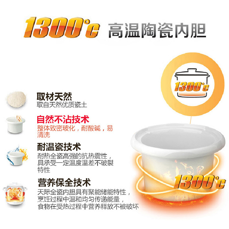 天际(TONZE)电炖锅 DGD40-40AWD 4L/升 家用 白陶瓷内胆 预约定时 全自动 煲汤煮粥锅 电炖砂锅