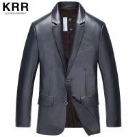 KRR B023-2海宁真皮皮衣西装立翻领外套