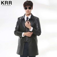 KRR KRRF009男士翻领真皮风衣外套