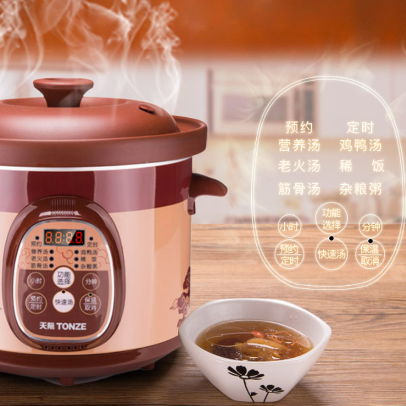 天际(TONZE)电炖锅 DGD30-30ZWD 3L/升 全自动 智能预约 家用 多功能 煮粥炖汤锅 养生慢炖煲