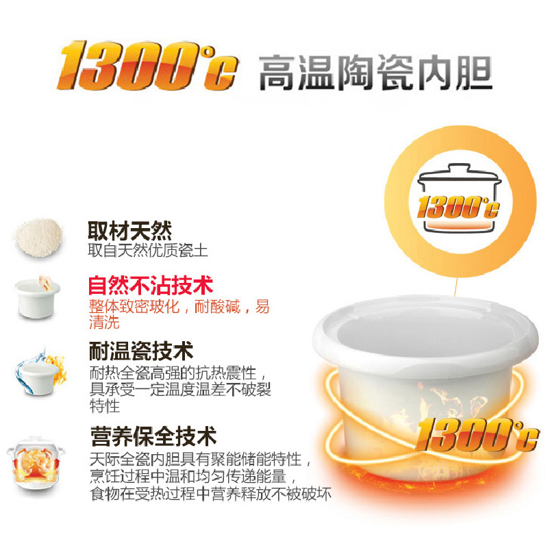 天际(TONZE)电炖锅 DGD30-30AWD 3L/升 白陶瓷 全自动 多功能 家用 养生锅 煲汤煮粥锅 电炖砂锅