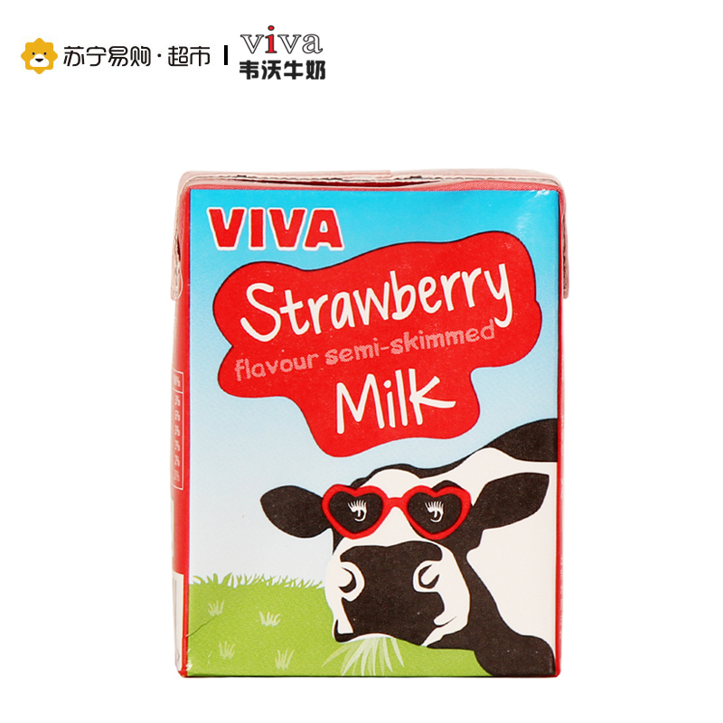 韦沃(VIVA) 英国进口 草莓口味牛奶 200ml*27盒