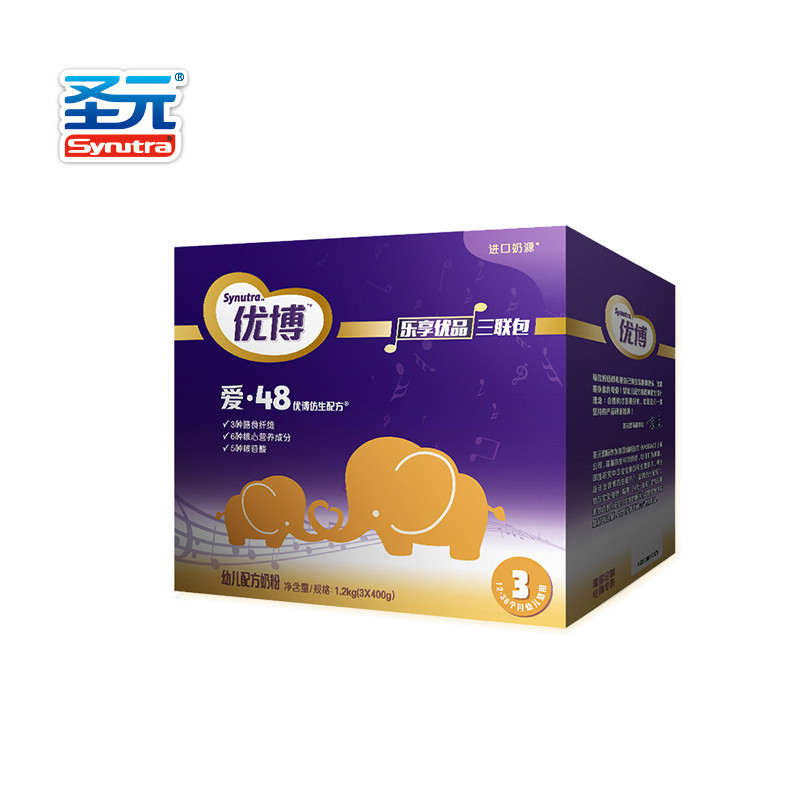 圣元(Synutra) 优博48 圣元优博爱3段(12-36个月)奶粉1200g三联包