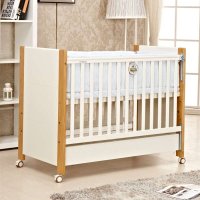 爱斯博儿欧式婴儿床1435环保油漆实木进口松木多功能BB床童床婴儿床 白色带抽屉 120*65