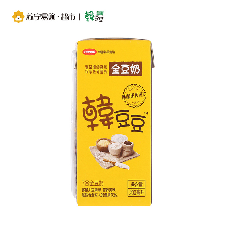 韩国进口 韩豆豆全豆奶7谷口味豆浆 200ml*16盒