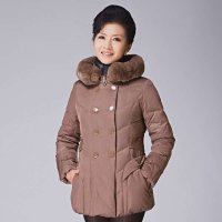 千仞岗羽绒服 女士中长款 獭兔毛领冬装 中老年妈妈装羽绒服加厚 Q-1743