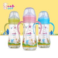 小不点PA奶瓶300ml宽口径带吸管手柄防摔宝宝储奶瓶防胀气新生儿用品TPA300-3