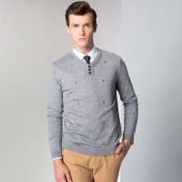 法派 2015秋新款提花灰色羊毛衫K1B04541