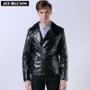 手工铆钉翻领机车服PU茄克 JACKWALK C0133003黑色