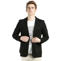 IZOD秋冬装时尚男士纯棉两粒扣多口袋纯棉休闲西服男 正黑11121523046200