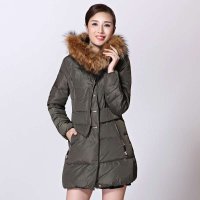 红豆 女款摩登时尚连帽中长款羽绒服9809