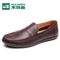 木林森 日常休闲乐福鞋轻质舒适驾车男鞋 MQ814207 棕色