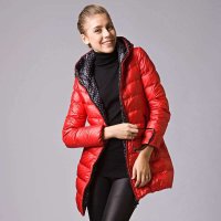 千仞岗 正品女装羽绒服女士中长款波点连帽 甜美韩版修身显瘦 Q-1732