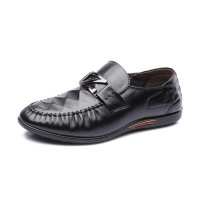 鳄鱼恤男鞋T3102033黑色牛皮休闲系列单鞋