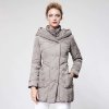 鸭鸭 女装带帽波点羽绒服中长款加厚正品冬装B-138
