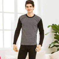 水中花正品冬新款透气保暖内衣加绒加厚男式长袖提花秋衣秋裤套装316009