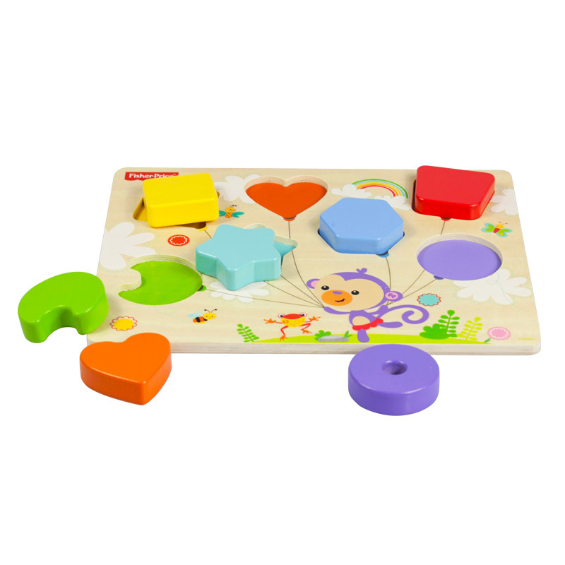 费雪木制积木玩具拼图颜色形状认知启蒙2-3周岁宝宝早教FP7004